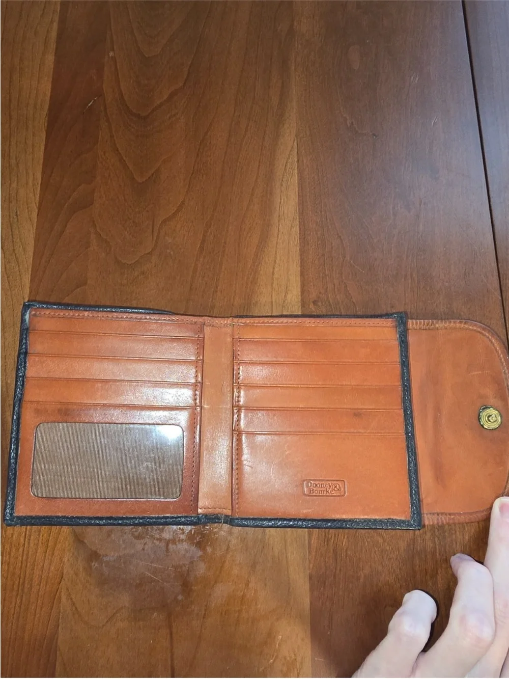 Dooney & Bourke Black and Brown Leather Bi-Fold Wallet vintage.
